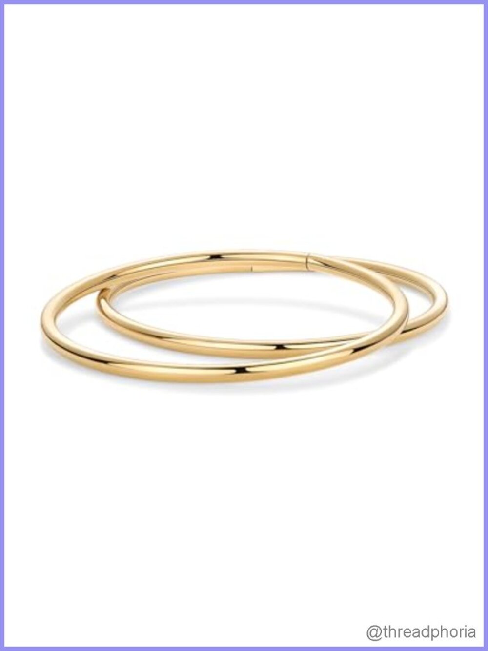14K Gold Plated Stainless Steel Bangle Bracelet 2-Pack for Women Hypoallergenic